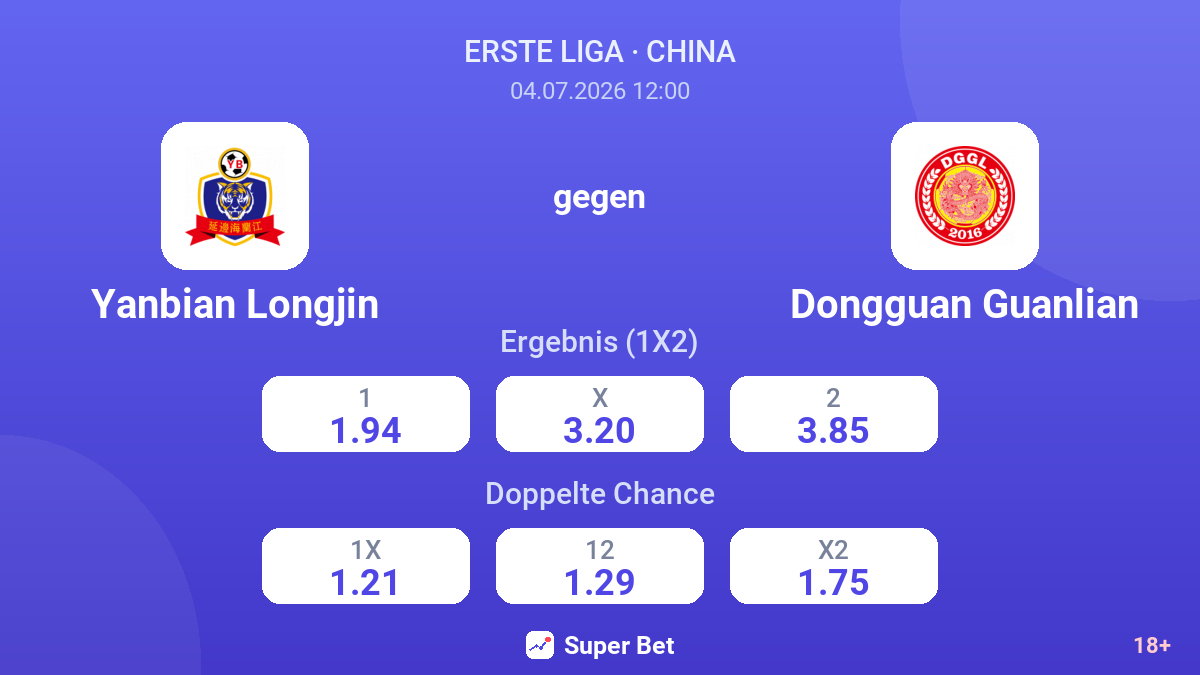 Yanbian Longjin gegen Dongguan Guanlian — Quoten