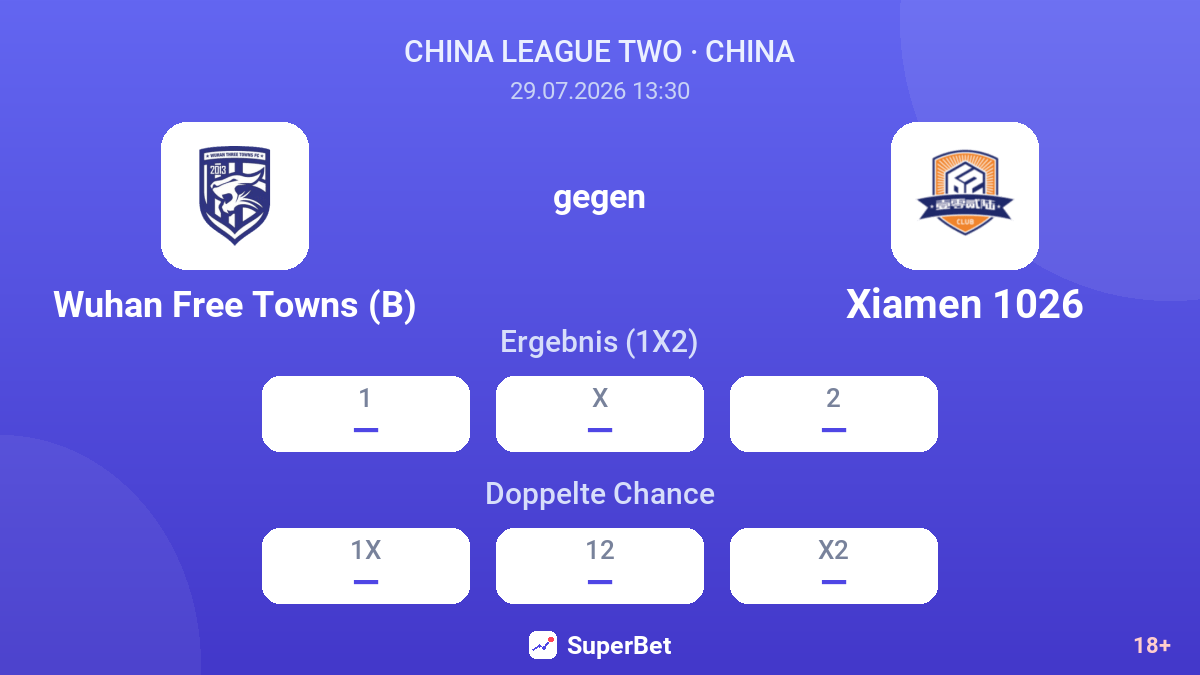 Wuhan Free Towns (B) gegen Xiamen 1026 — Quoten