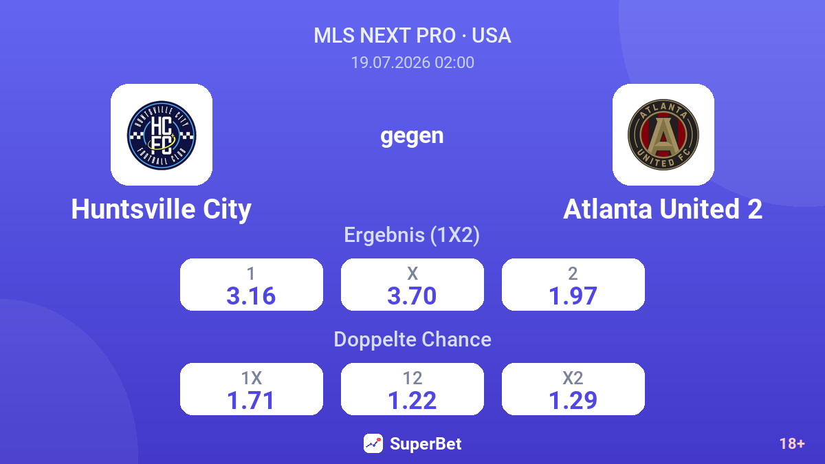 Huntsville City gegen Atlanta United 2 — Quoten