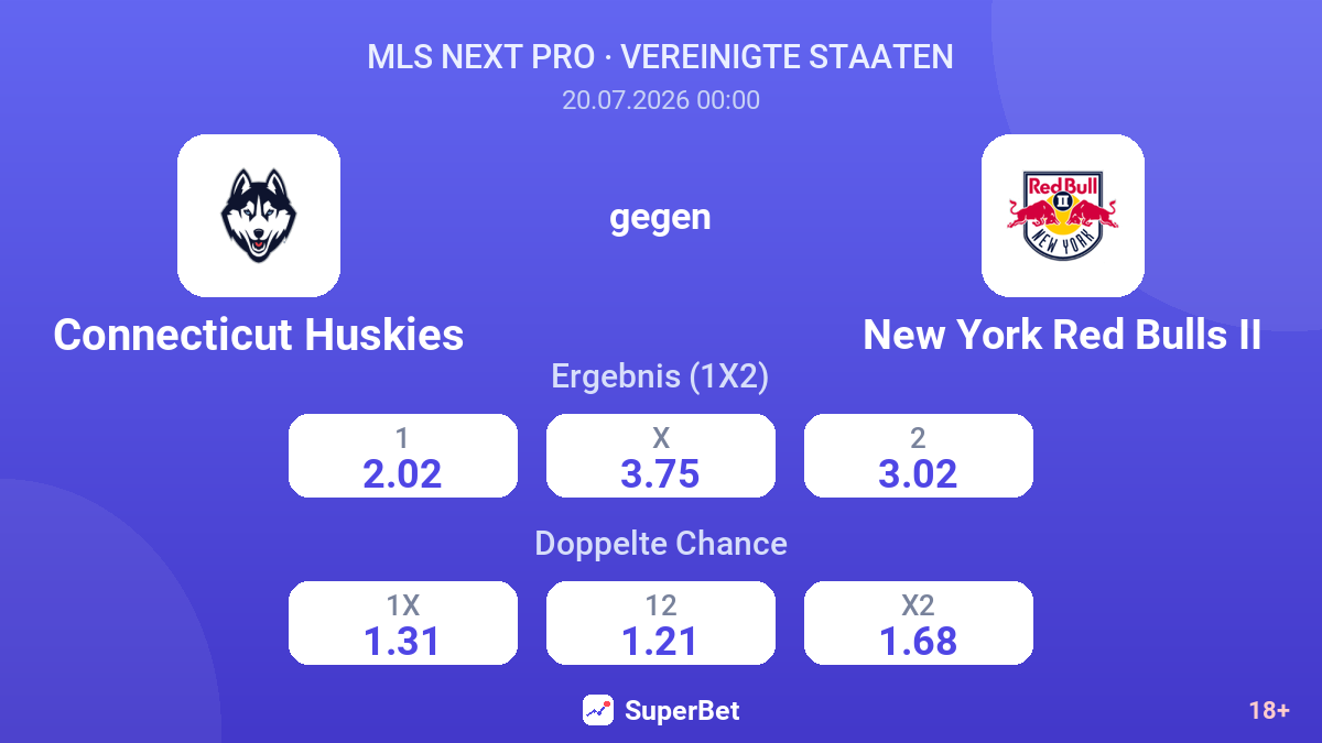 Connecticut Huskies gegen New York Red Bulls II — Quoten