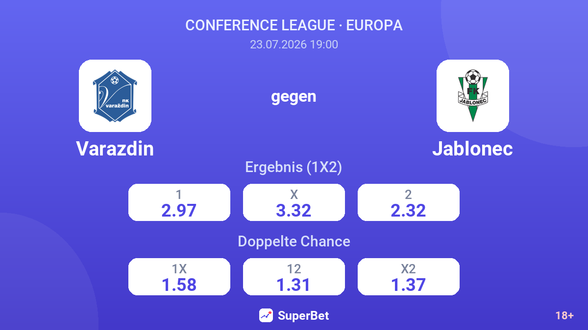 Varazdin gegen Jablonec — Quoten