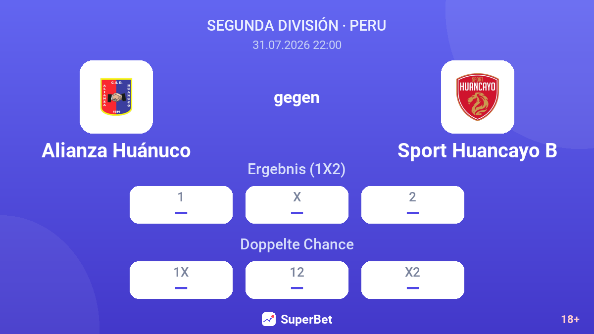 Alianza Huánuco gegen Sport Huancayo B — Quoten