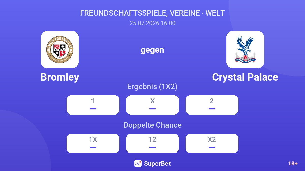 Bromley gegen Crystal Palace — Quoten